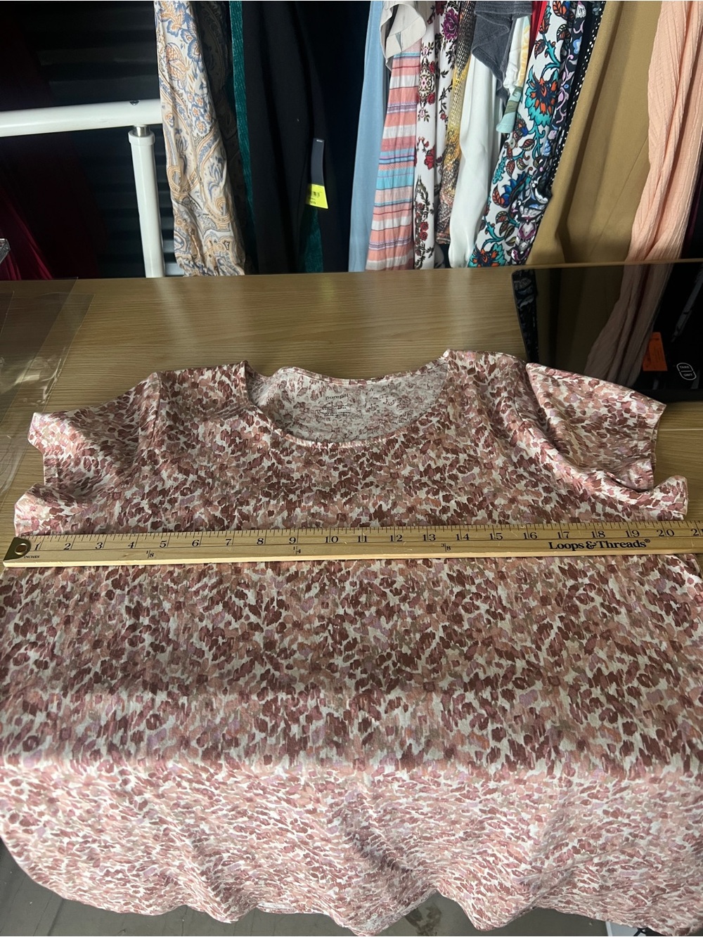 J. Jill Short Sleeve Scoop Neck Tee in Rose and Cream Floral - Picture 8 of 9